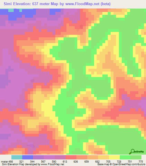 Simi,Guinea Elevation Map