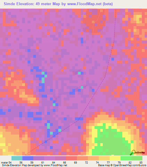 Simde,Guinea Elevation Map