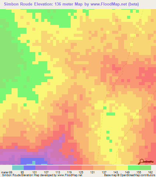 Simbon Roude,Guinea Elevation Map