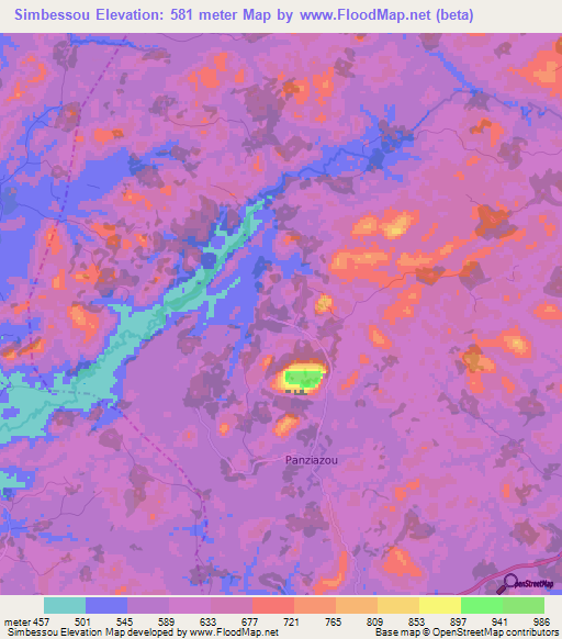 Simbessou,Guinea Elevation Map