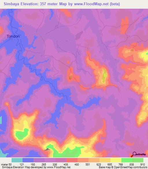 Simbaya,Guinea Elevation Map