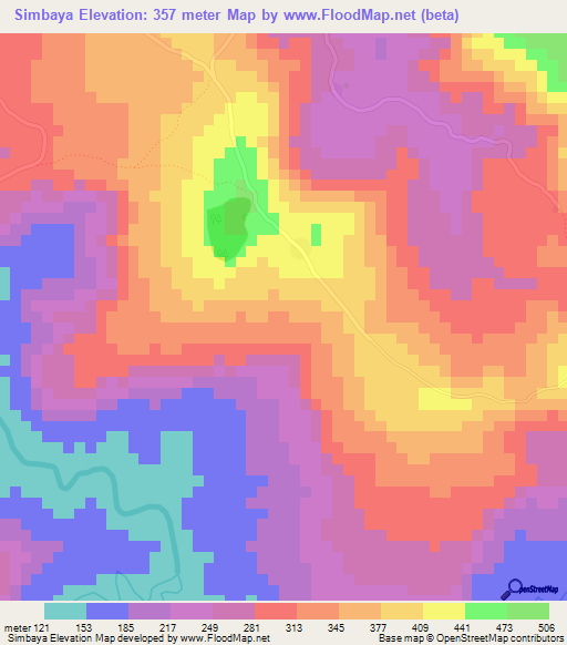 Simbaya,Guinea Elevation Map