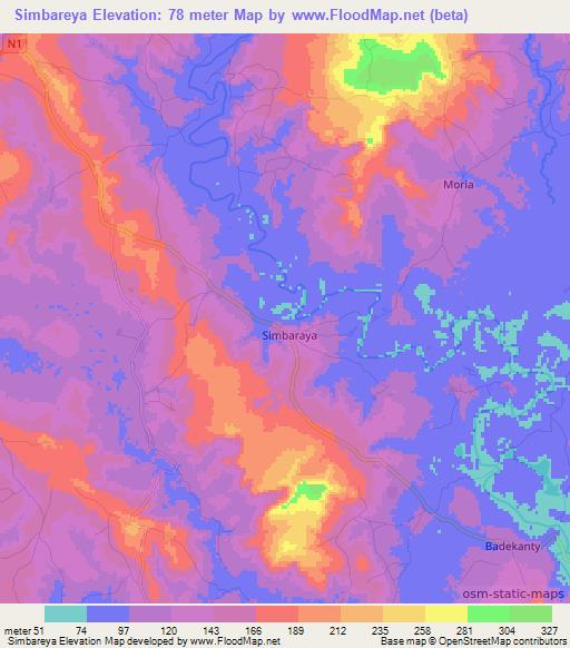 Simbareya,Guinea Elevation Map