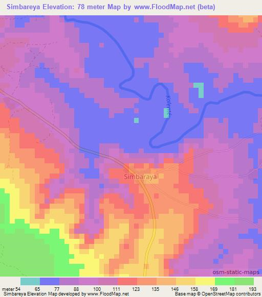 Simbareya,Guinea Elevation Map