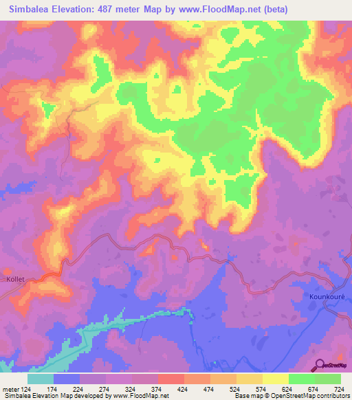 Simbalea,Guinea Elevation Map