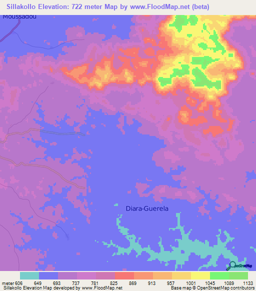 Sillakollo,Guinea Elevation Map