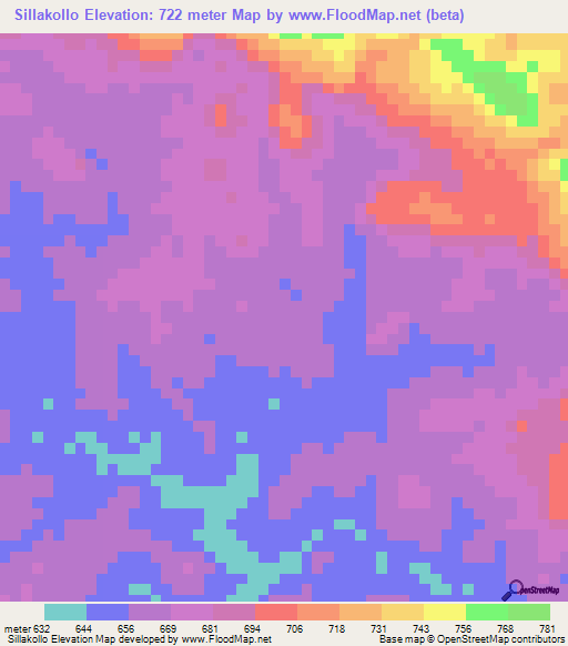 Sillakollo,Guinea Elevation Map