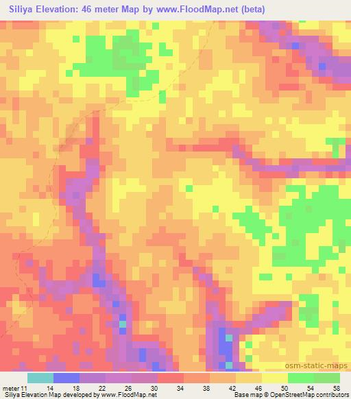 Siliya,Guinea Elevation Map