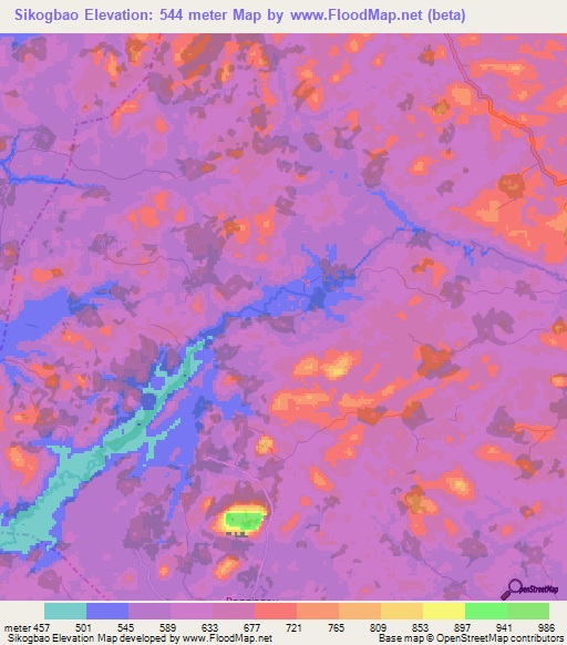 Sikogbao,Guinea Elevation Map