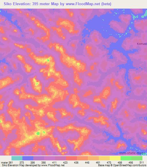 Siko,Guinea Elevation Map