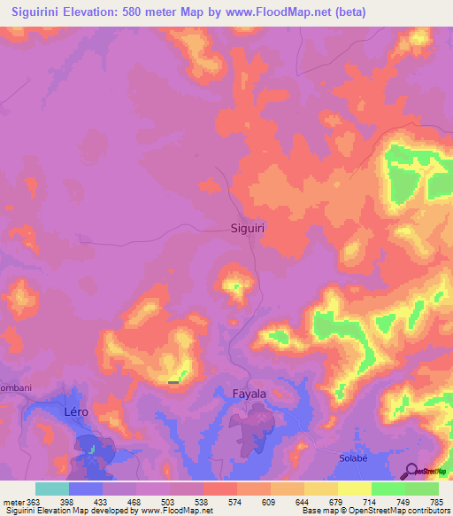 Siguirini,Guinea Elevation Map