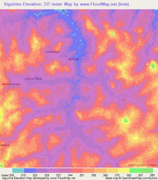 Siguirine,Guinea Elevation Map