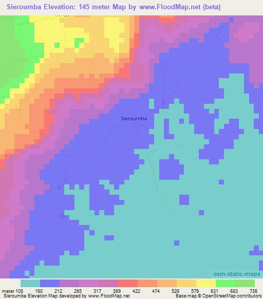 Sieroumba,Guinea Elevation Map