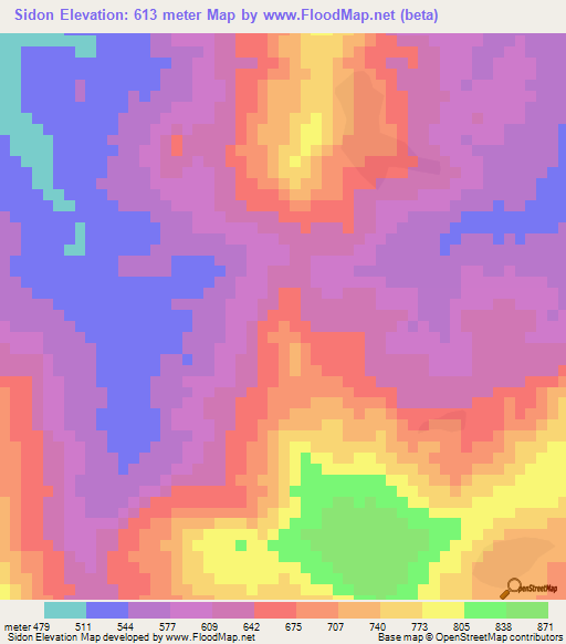 Sidon,Guinea Elevation Map