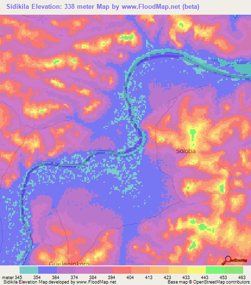 Sidikila,Guinea Elevation Map