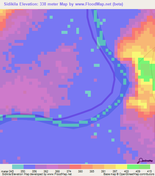 Sidikila,Guinea Elevation Map