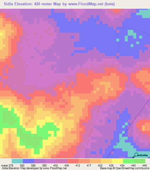 Sidia,Guinea Elevation Map