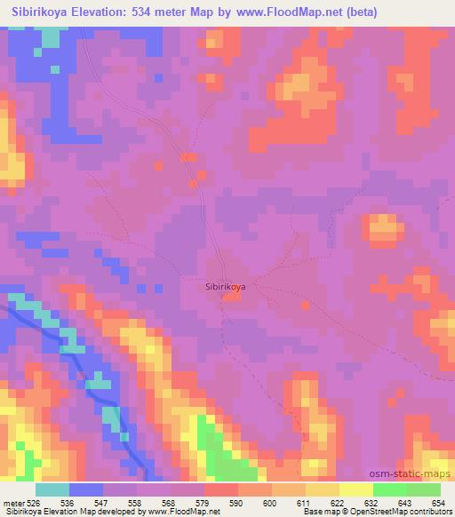 Sibirikoya,Guinea Elevation Map