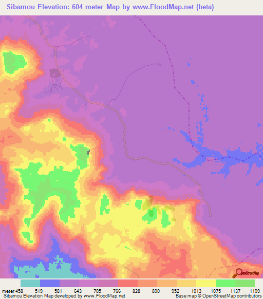 Sibamou,Guinea Elevation Map