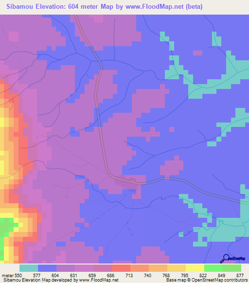 Sibamou,Guinea Elevation Map