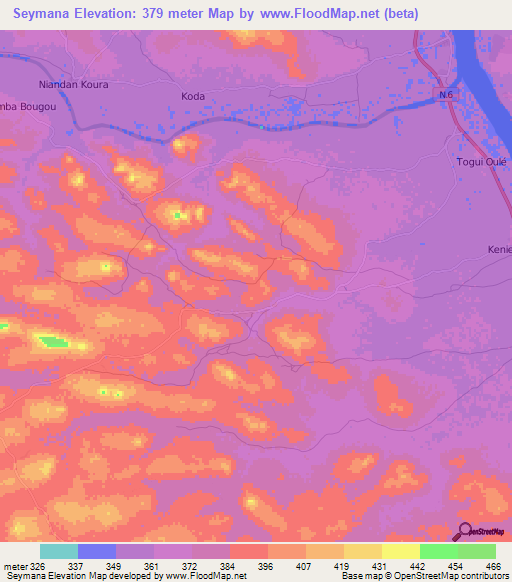 Seymana,Guinea Elevation Map