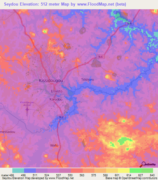 Seydou,Guinea Elevation Map