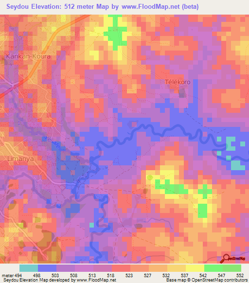 Seydou,Guinea Elevation Map