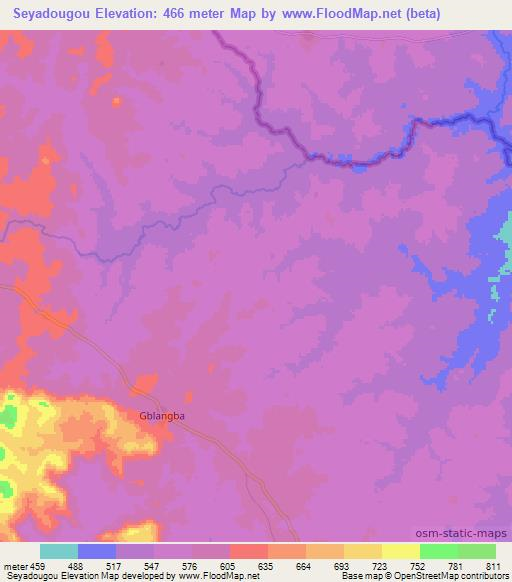 Seyadougou,Guinea Elevation Map