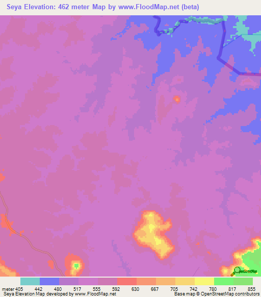 Seya,Guinea Elevation Map