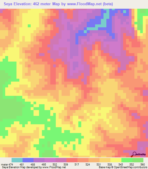 Seya,Guinea Elevation Map