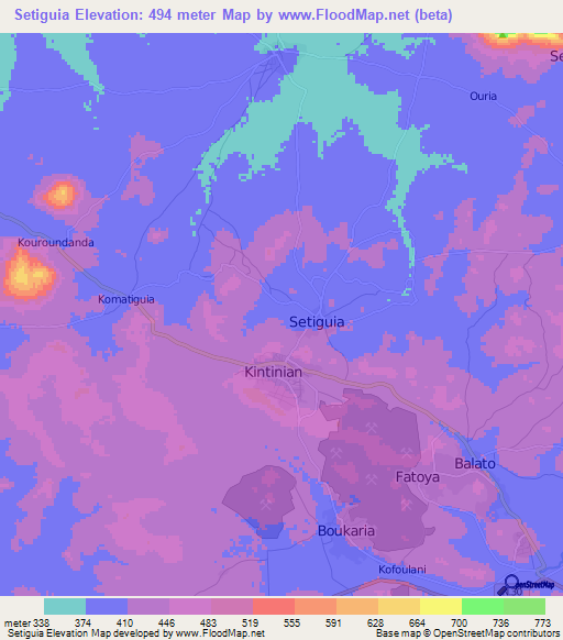 Setiguia,Guinea Elevation Map