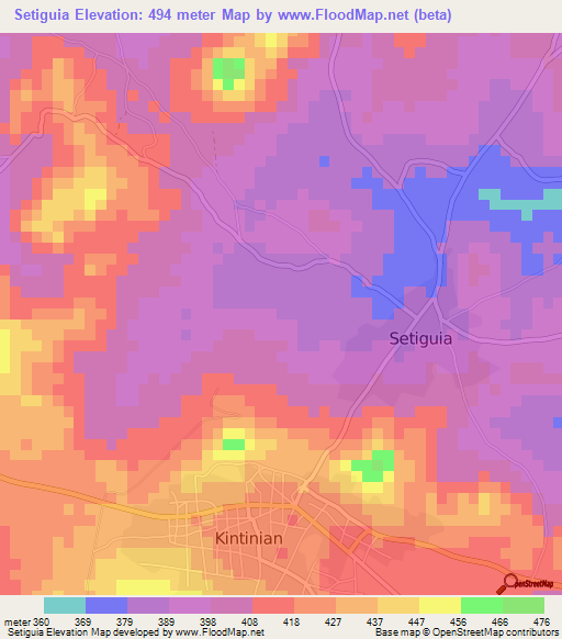 Setiguia,Guinea Elevation Map