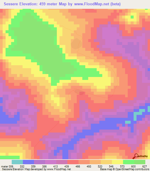 Sessere,Guinea Elevation Map