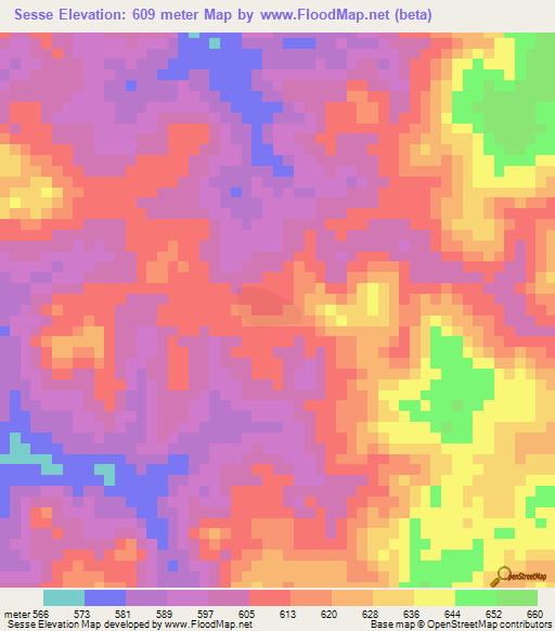 Sesse,Guinea Elevation Map