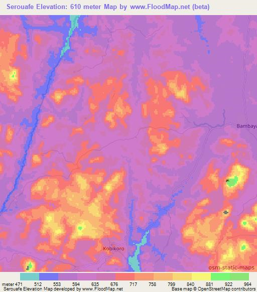 Serouafe,Guinea Elevation Map