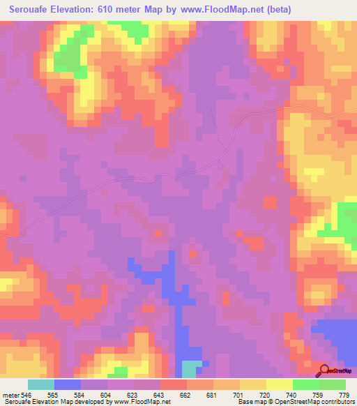 Serouafe,Guinea Elevation Map