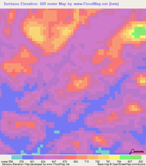 Serissou,Guinea Elevation Map