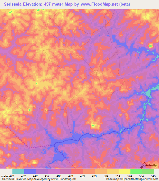 Serissela,Guinea Elevation Map