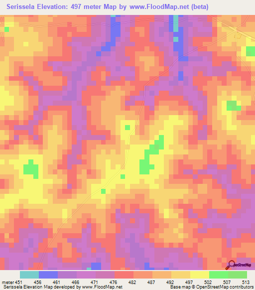 Serissela,Guinea Elevation Map