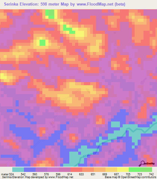 Serinka,Guinea Elevation Map