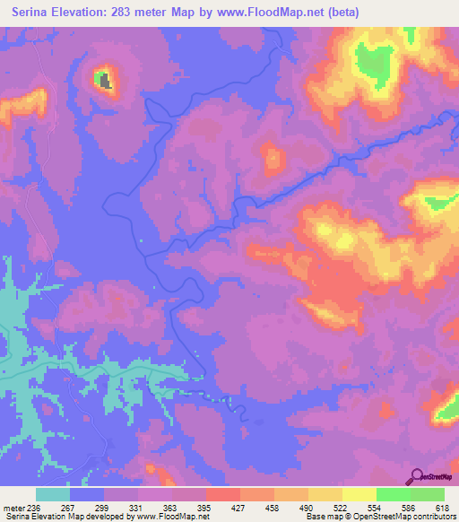 Serina,Guinea Elevation Map