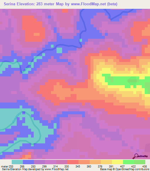 Serina,Guinea Elevation Map