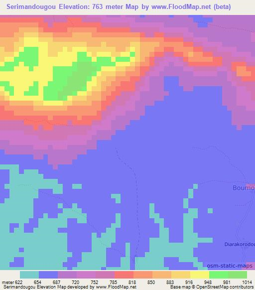 Serimandougou,Guinea Elevation Map