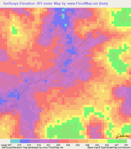 Serifouya,Guinea Elevation Map