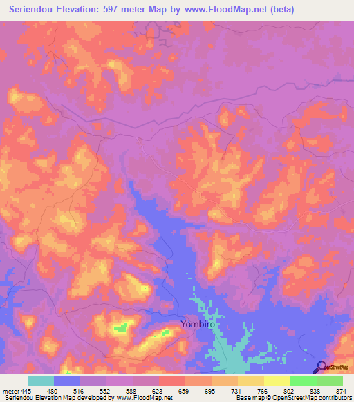 Seriendou,Guinea Elevation Map