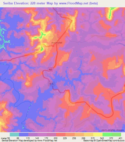 Seriba,Guinea Elevation Map