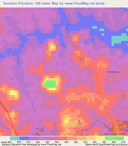 Seriadou,Guinea Elevation Map