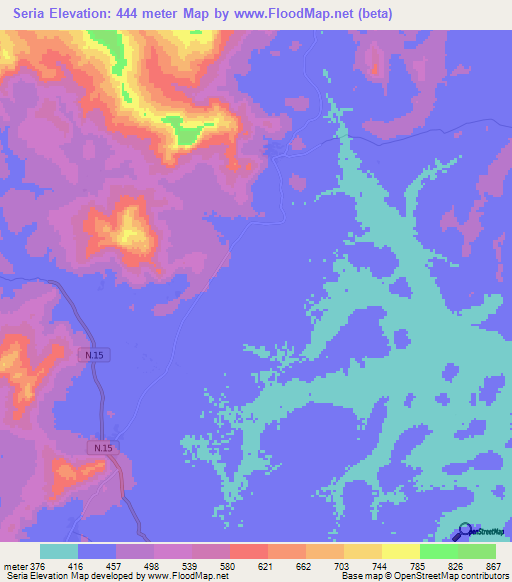 Seria,Guinea Elevation Map