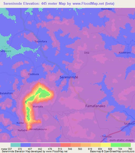 Sereninnde,Guinea Elevation Map