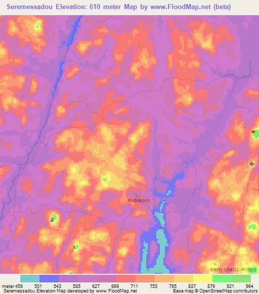 Seremessadou,Guinea Elevation Map